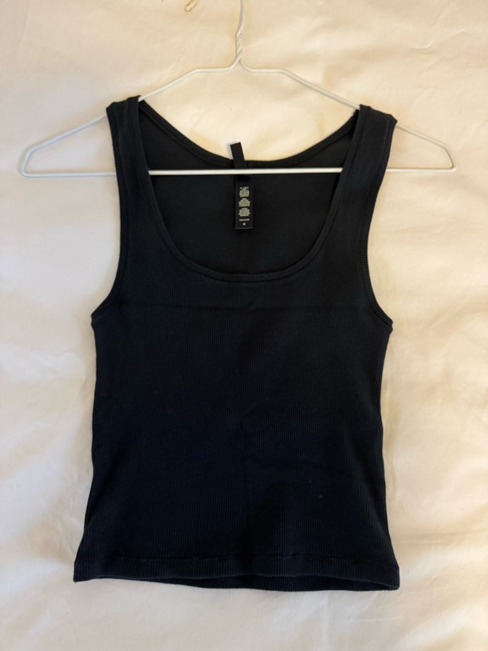 SKIMS Black Cotton Ribbed Tank Top